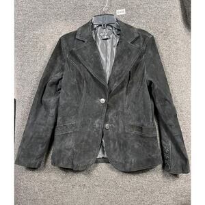 VTG Mark Alan 100% Genuine Leather Blazer Jacket Womens Size XL Black Casual